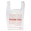 "THANK YOU" Handled T-shirt Bag, 0.167 Bbl, 12.5 Microns, 11.5" X 21", White, 900/carton