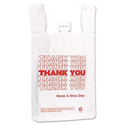 Hdpe T-shirt Bags, 14 Microns, 12" X 23", White, 500/carton