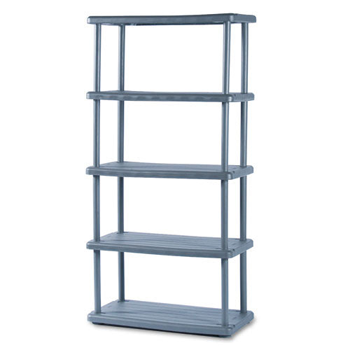 Rough N Ready Open Storage System, Four-shelf, Injection-molded Polypropylene, 32w X 13d X 54h, Black