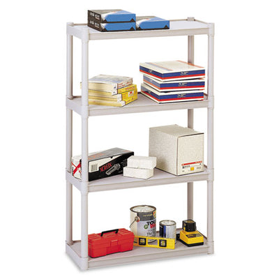 Rough N Ready Open Storage System, Four-shelf, Injection-molded Polypropylene, 32w X 13d X 54h, Platinum