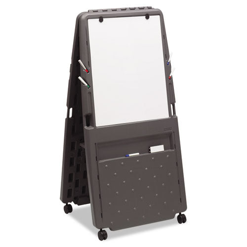 Ingenuity Presentation Flipchart Easel With Dry Erase Surface, 33 X 28, 73" Tall Easel, Charcoal Polyethylene Frame