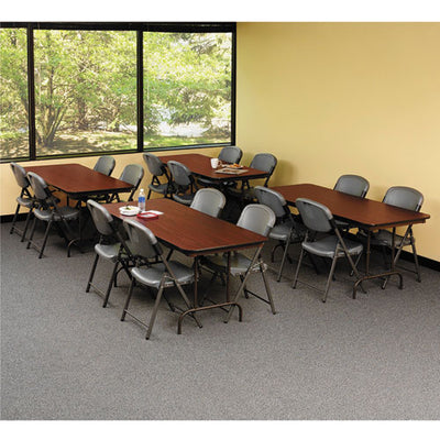Officeworks Commercial Wood-laminate Folding Table, Rectangular Top, 72w X 30d X 29h, Mahogany