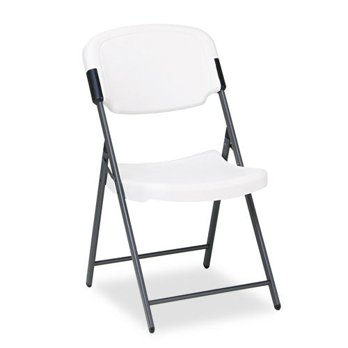 Rough N Ready Commercial Folding Chair, Supports Up To 350 Lb, 15.25" Seat Height, Platinum Seat, Platinum Back, Black Base