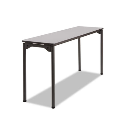 Maxx Legroom Wood Folding Table, Rectangular Top, 60w X 18d X 29.5h, Gray/charcoal