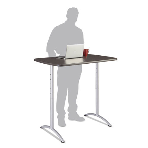 Arc Adjustable-height Table, Rectangular Top, 30w X 48d X 36 To 48h, Gray Walnut/silver