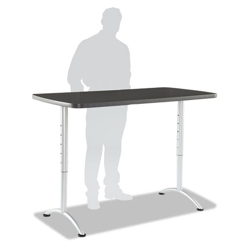 Arc Adjustable-height Table, Rectangular Top, 30w X 48d X 36 To 48h, Gray Walnut/silver