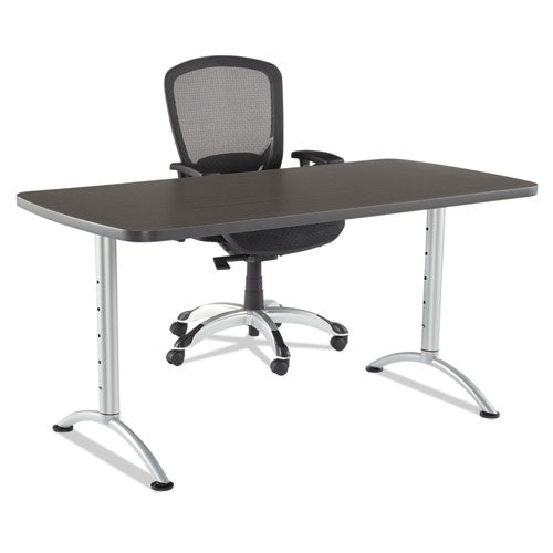 Arc Adjustable-height Table, Rectangular Top, 30w X 48d X 36 To 48h, Gray Walnut/silver