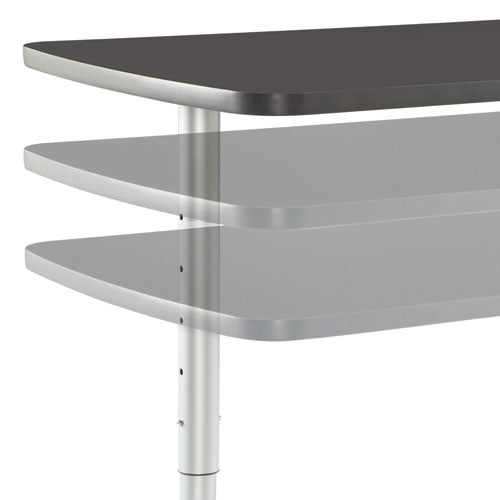 Arc Adjustable-height Table, Rectangular Top, 30w X 48d X 36 To 48h, Gray Walnut/silver