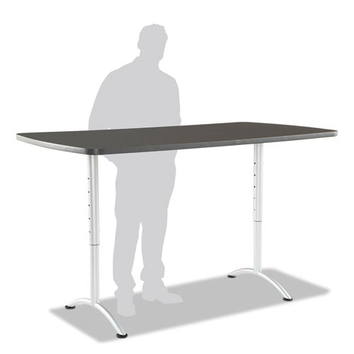 Arc Adjustable-height Table, Rectangular Top, 36w X 72d X 30 To 42h, Graphite/silver