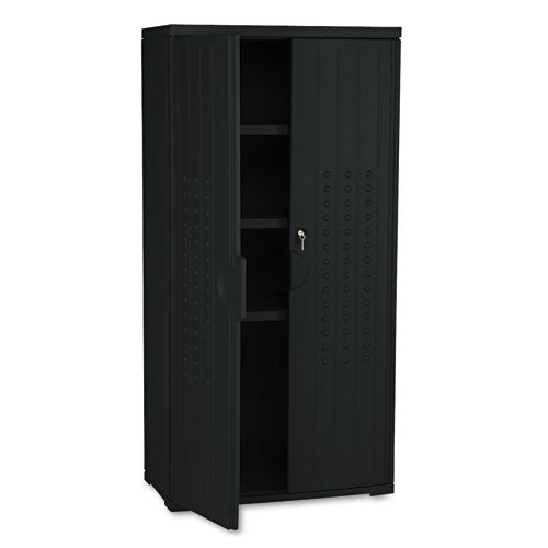 Rough N Ready Storage Cabinet, Three-shelf, 33w X 18d X 66h, Black