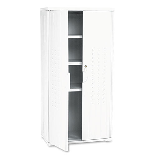 Rough N Ready Storage Cabinet, Three-shelf, 33w X 18d X 66h, Platinum