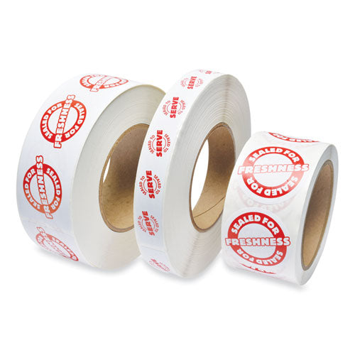 Tamper Seal Label, 2" Dia, Red/white, 500/roll, 4 Rolls/carton