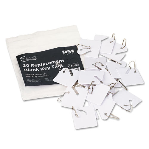 Replacement Slotted Key Cabinet Tags, 1.63 X 1.5, White, 20/pack