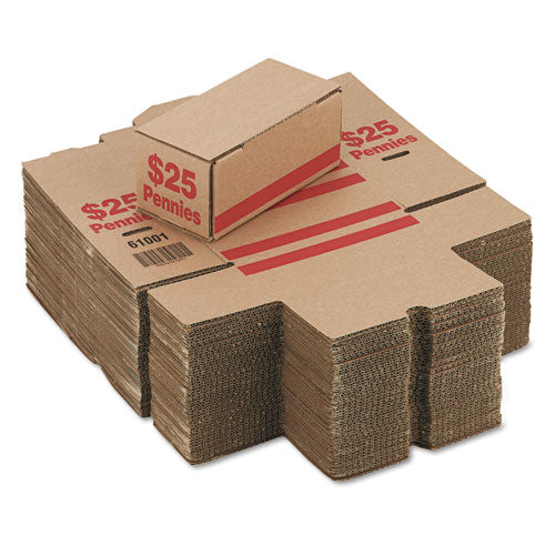 Corrugated Cardboard Coin Storage With Denomination Printed On Side, 8.5 X 4.38 X 3.63, Red