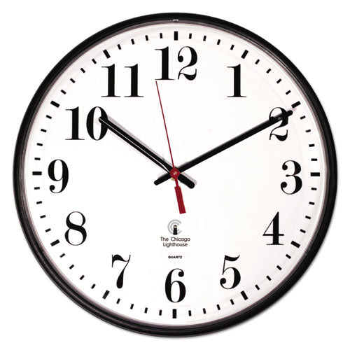 Quartz Slimline Clock, 12.75" Overall Diameter, Black Case, 1 Aa (sold Separately)