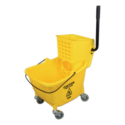 Side-press Wringer And Plastic Bucket Combo, 12 To 32 Oz, Yellow