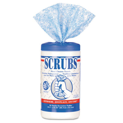 Hand Cleaner Towels, 10 X 12, Citrus, Blue/white, 30/canister