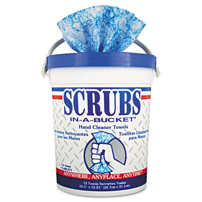 Hand Cleaner Towels, 10 X 12, Citrus, Blue/white, 72/bucket, 6 Buckets/carton