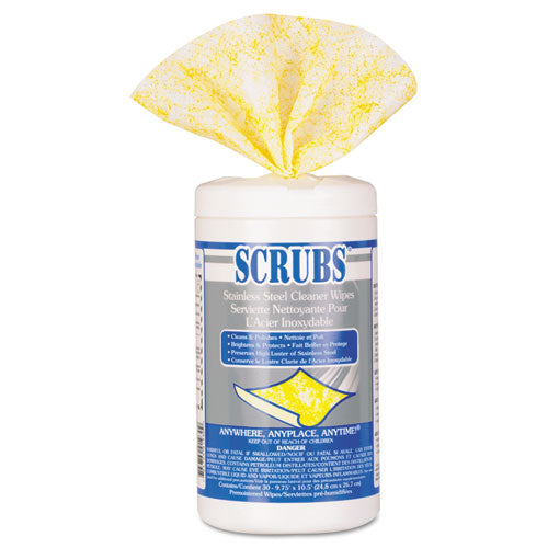 Stainless Steel Cleaner Towels, 9.75 X 10.5, Lemon Scent, 30/canister