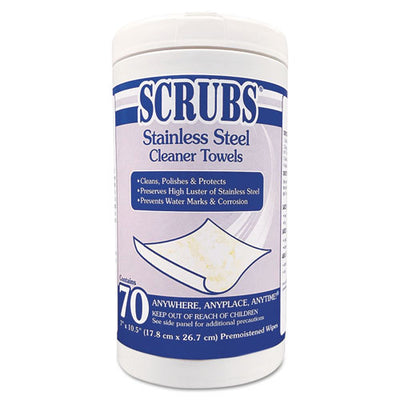 Stainless Steel Cleaner Towels, 9.75 X 10.5, Lemon Scent, 30/canister