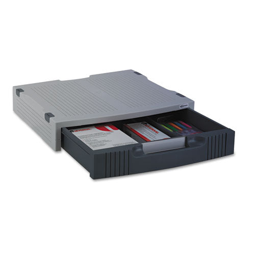 Basic Lcd Monitor/printer Stand, 15" X 11" X 3", Charcoal Gray/light Gray