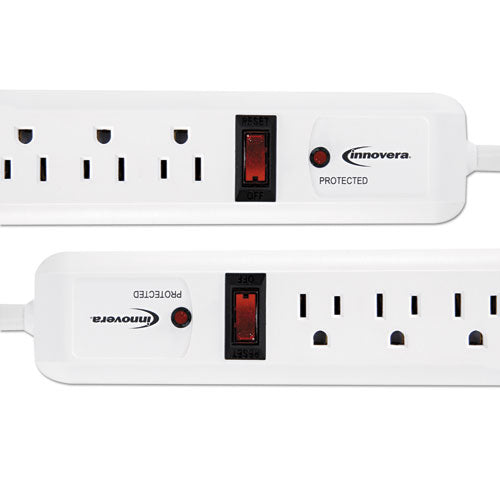 Surge Protector, 6 Ac Outlets, 4 Ft Cord, 540 J, White, 2/pack