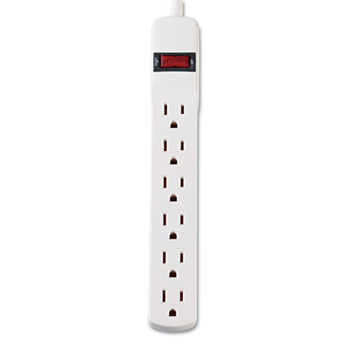 Power Strip, 6 Outlets, 15 Ft Cord, Ivory