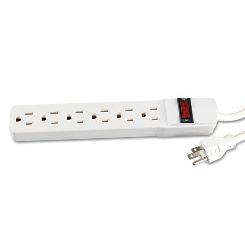 Power Strip, 6 Outlets, 15 Ft Cord, Ivory