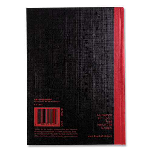 Hardcover Casebound Notebook, Scribzee Compatible, 1 Subject, Wide/legal Rule, Black Cover, 8.25 X 5.63, 96 Sheets
