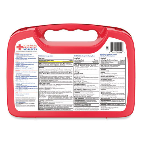 All-purpose First Aid Kit, 160 Pieces, Plastic Case