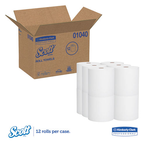 Essential Hard Roll Towels For Business, Absorbency Pockets, 1.5" Core, 8" X 800 Ft, White, 12 Rolls/carton
