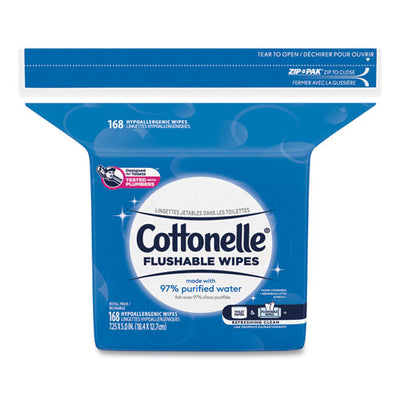 Fresh Care Flushable Cleansing Cloths, 5 X 7.25, White, 168/pack, 8 Packs/carton