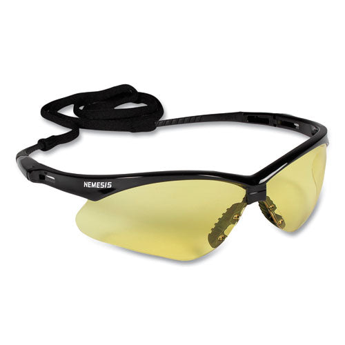 Nemesis Safety Glasses, Black Frame, Amber Lens, 12/box
