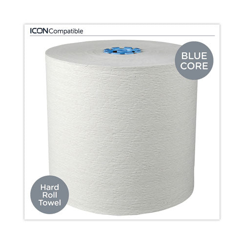 Hard Roll Paper Towels With Premium Absorbency Pockets With Colored Core, Blue Core, 7.5" X 700 Ft, White, 6 Rolls/carton