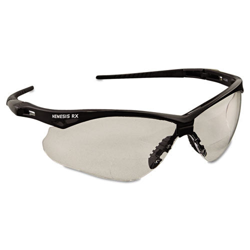 V60 Nemesis Rx Reader Safety Glasses, Black Frame, Clear Lens, +2.0 Diopter Strength
