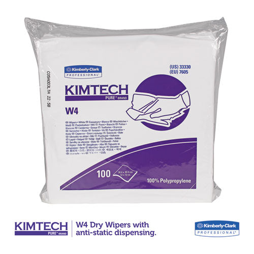W4 Critical Task Wipers, Flat Double Bag, 12 X 12, White, 100/bag, 5 Bags/carton