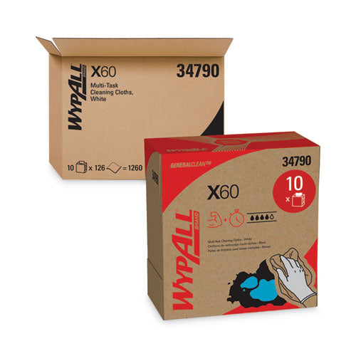 General Clean X60 Cloths, Pop-up Box, 8.34  X 16.8, White, 126/box, 10 Boxes/carton