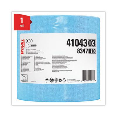 Power Clean X80 Heavy Duty Cloths, Jumbo Roll, 12.4 X 12.2, Blue, 475/roll