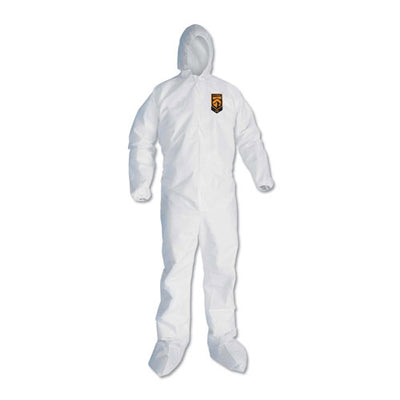 A30 Elastic Back and Cuff Hooded/Boots Coveralls, 3XL, White 21/Carton