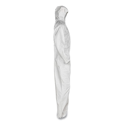 A20 Breathable Particle Protection Coveralls, Elastic Back, Hood, Medium, White, 24/carton