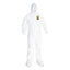 A20 Breathable Particle Protection Coveralls, Elastic Back, Hood And Boots, Large, White, 24/carton