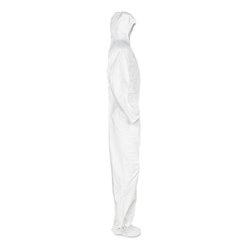 A20 Breathable Particle Protection Coveralls, Elastic Back, Hood And Boots, Large, White, 24/carton