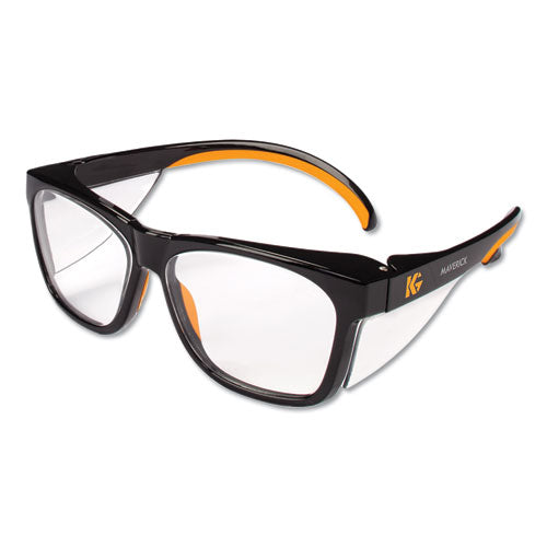Maverick Safety Glasses, Black/Orange, Polycarbonate Frame, 12/Box