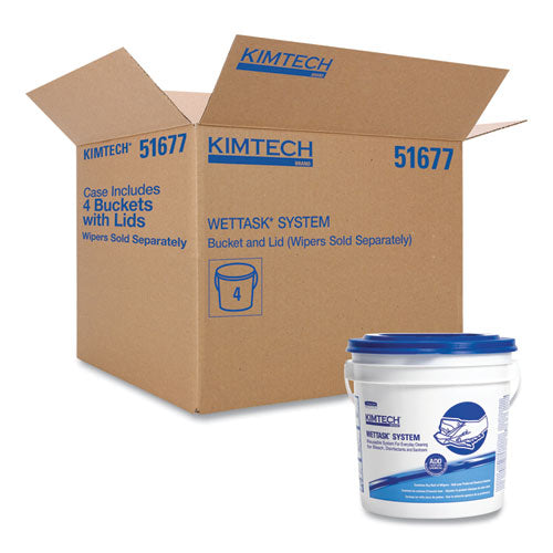 Wettask Customizable Wet Wiping System Bucket, White/blue, 4/carton