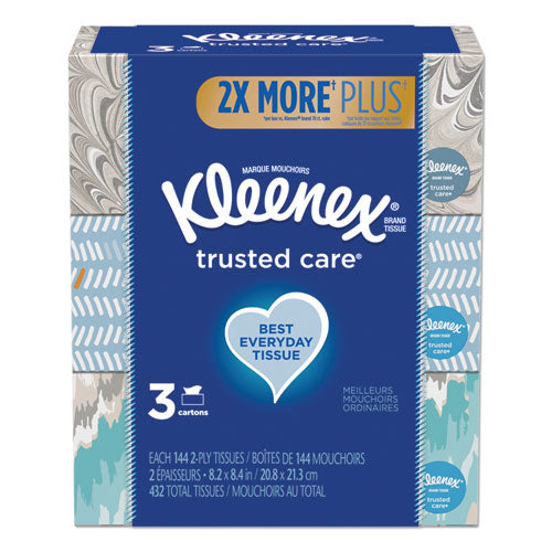 Trusted Care Facial Tissue, 2-ply, White, 160 Sheets/box, 3 Boxes/pack, 4 Packs/carton
