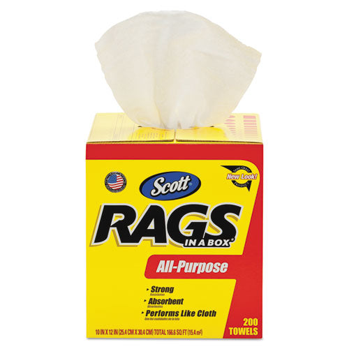 Rags In A Box, Pop-up Box, 12 X 9, White, 200/box, 8 Boxes/carton