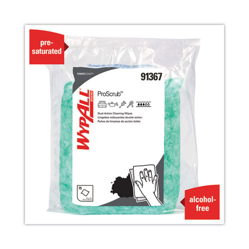 Power Clean Proscrub Pre-saturated Wipes, 12 X 9.5, Citrus Scent, Green, 75/pack, 6 Packs/carton