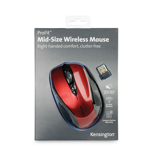 Pro Fit Mid-size Wireless Mouse, 2.4 Ghz Frequency/30 Ft Wireless Range, Right Hand Use, Ruby Red