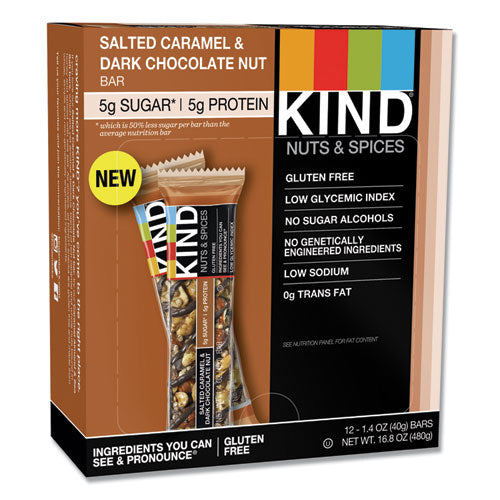 Nuts And Spices Bar, Dark Chocolate Nuts And Sea Salt, 1.4 Oz, 12/box