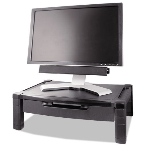 Wide Deluxe Two-level Monitor Stand, 20" X 13.25" X 3" To 6.5", Black, Supports 50 Lbs